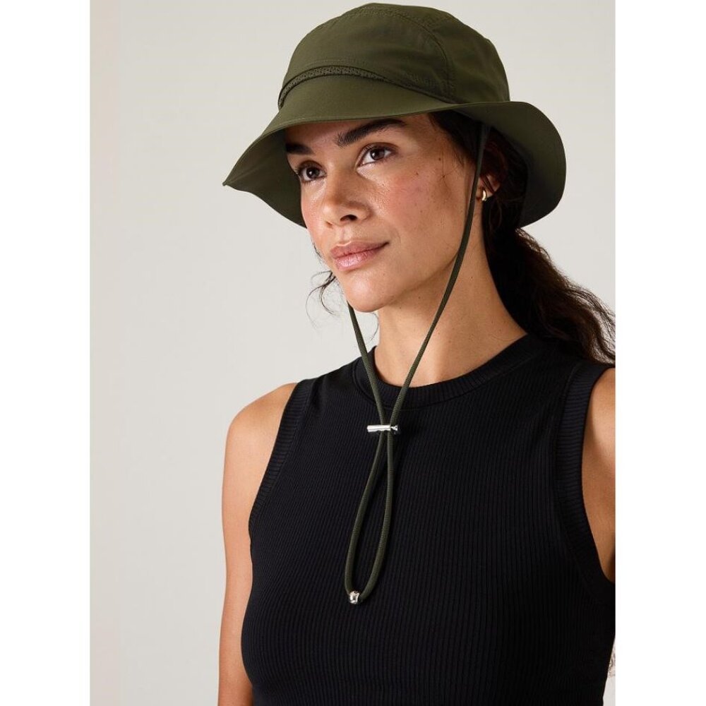 Olive Green Women's Bucket Hat with Chin Cord
